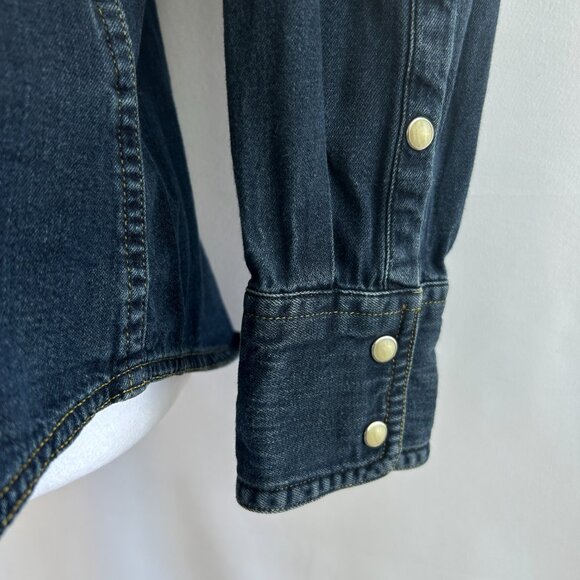 Levi’s Western Denim Women Shirt Indigo Navy Blue — Medium M - Picture 8 of 11